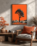 Joshua Tree Canvas Print, Minimalist Orange Desert Landscape Art