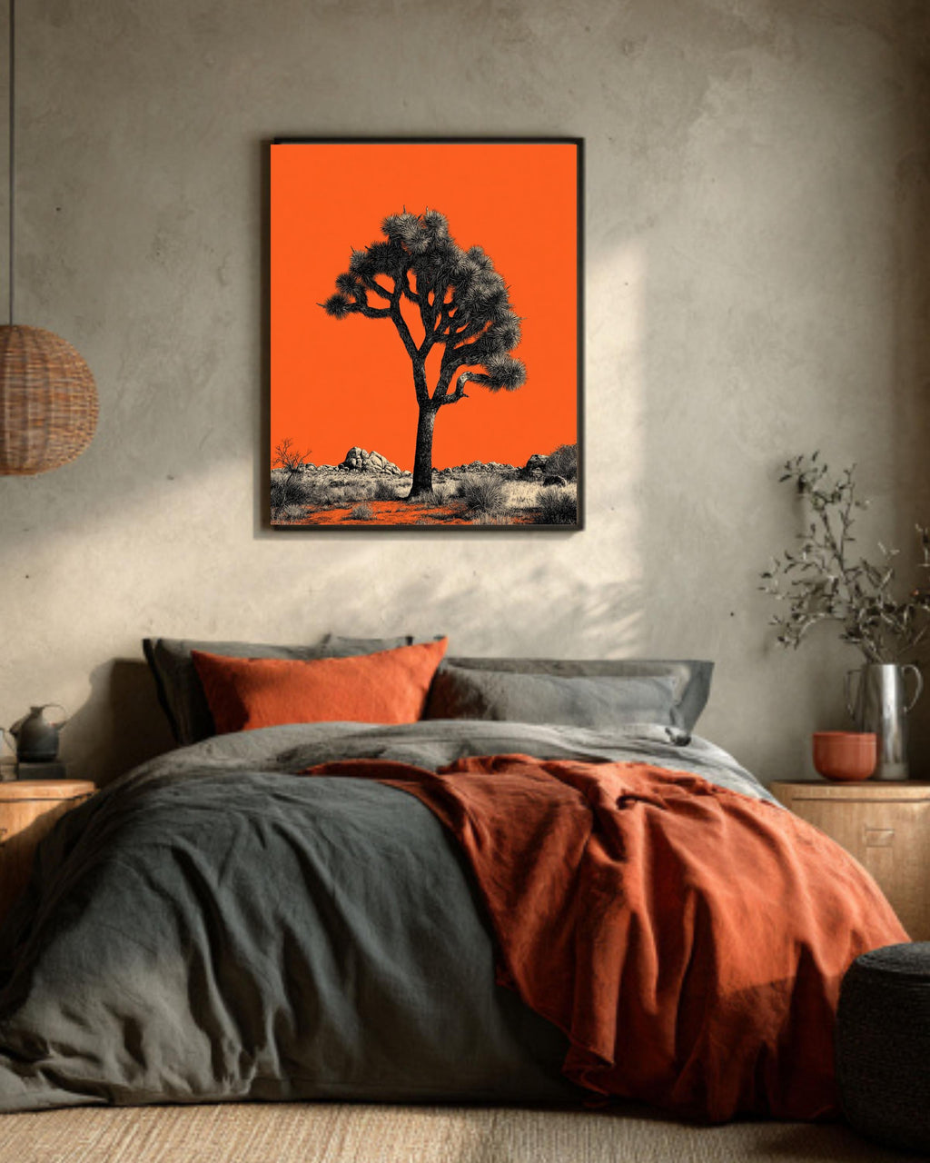 Joshua Tree Canvas Print, Minimalist Orange Desert Landscape Art