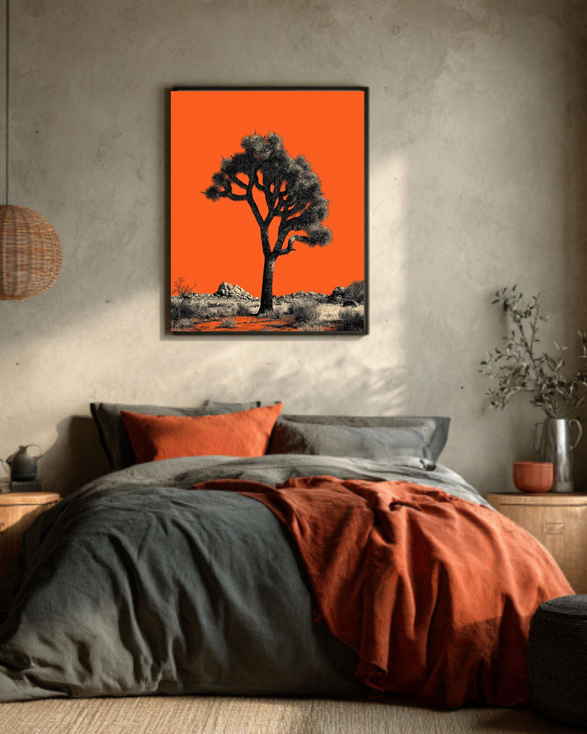 Joshua Tree Canvas Print, Minimalist Orange Desert Landscape Art