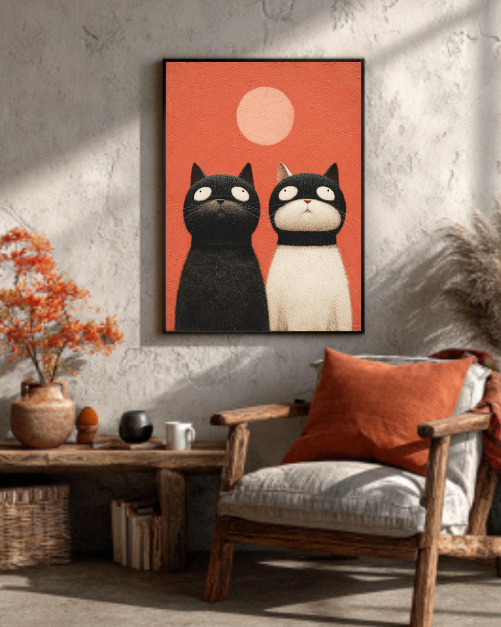 Vintage Cat Portrait Canvas Art | Quirky Animal Painting