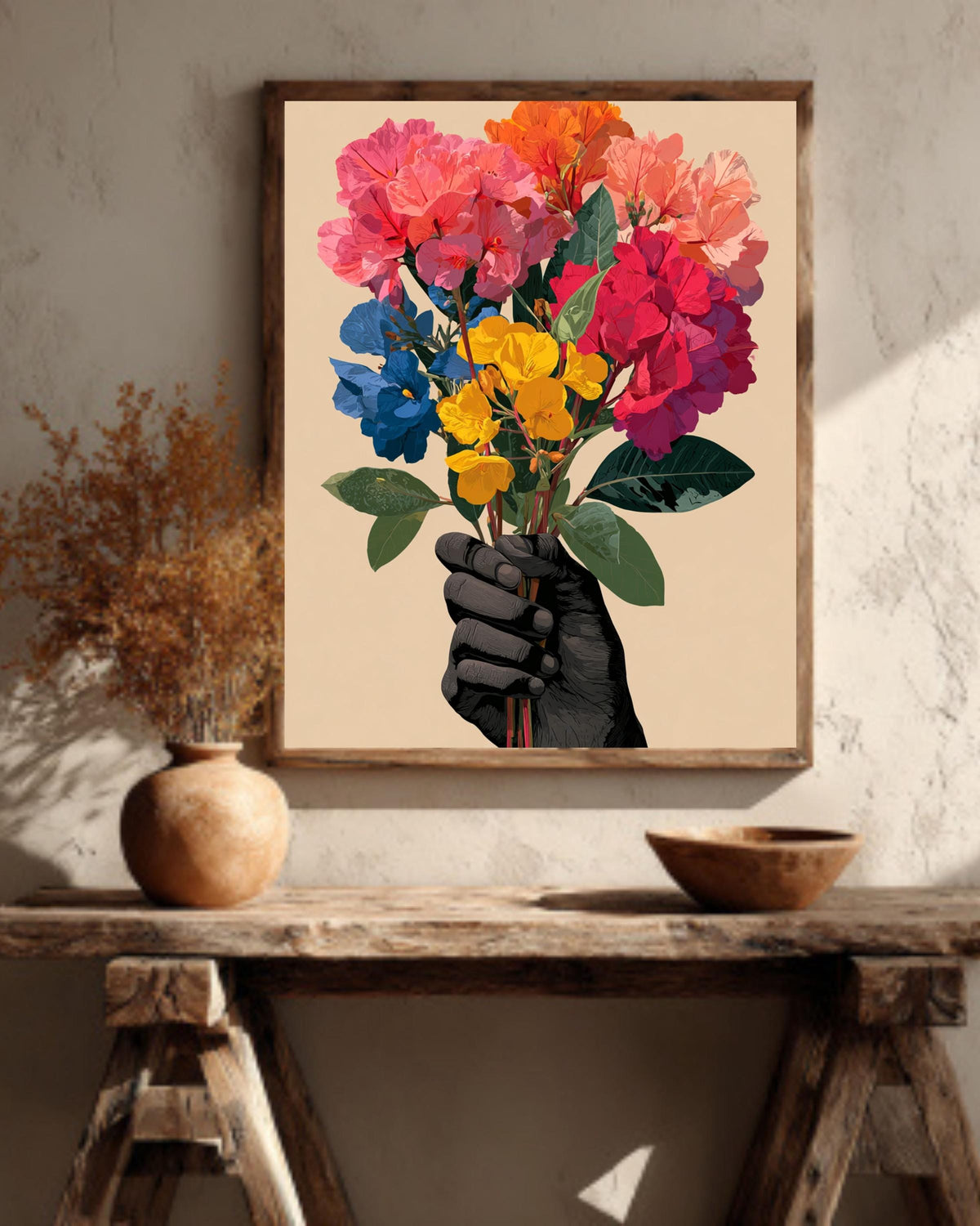Floral Bouquet Canvas Art: Modern Abstract Flowers Print