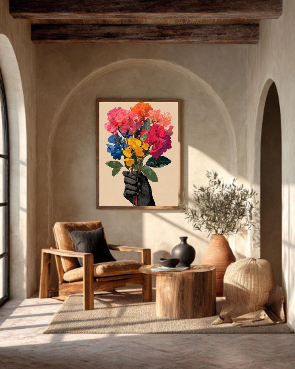 Floral Bouquet Canvas Art: Modern Abstract Flowers Print
