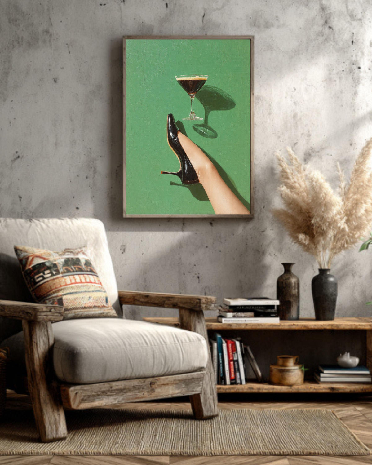 Upside Down Stiletto Heel Canvas Art: Modern Fashion Print