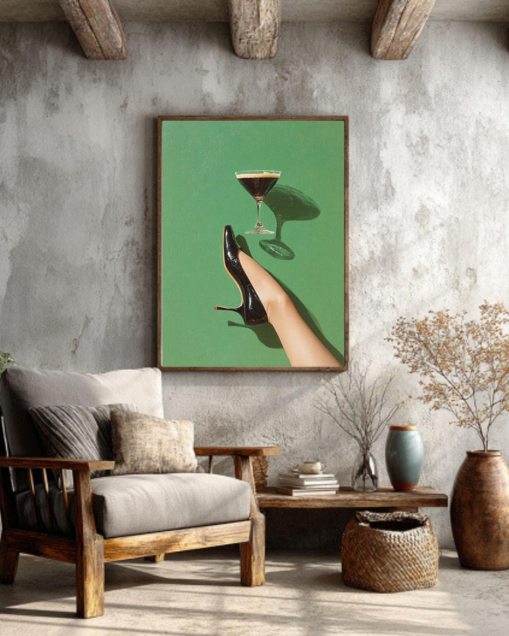 Upside Down Stiletto Heel Canvas Art: Modern Fashion Print