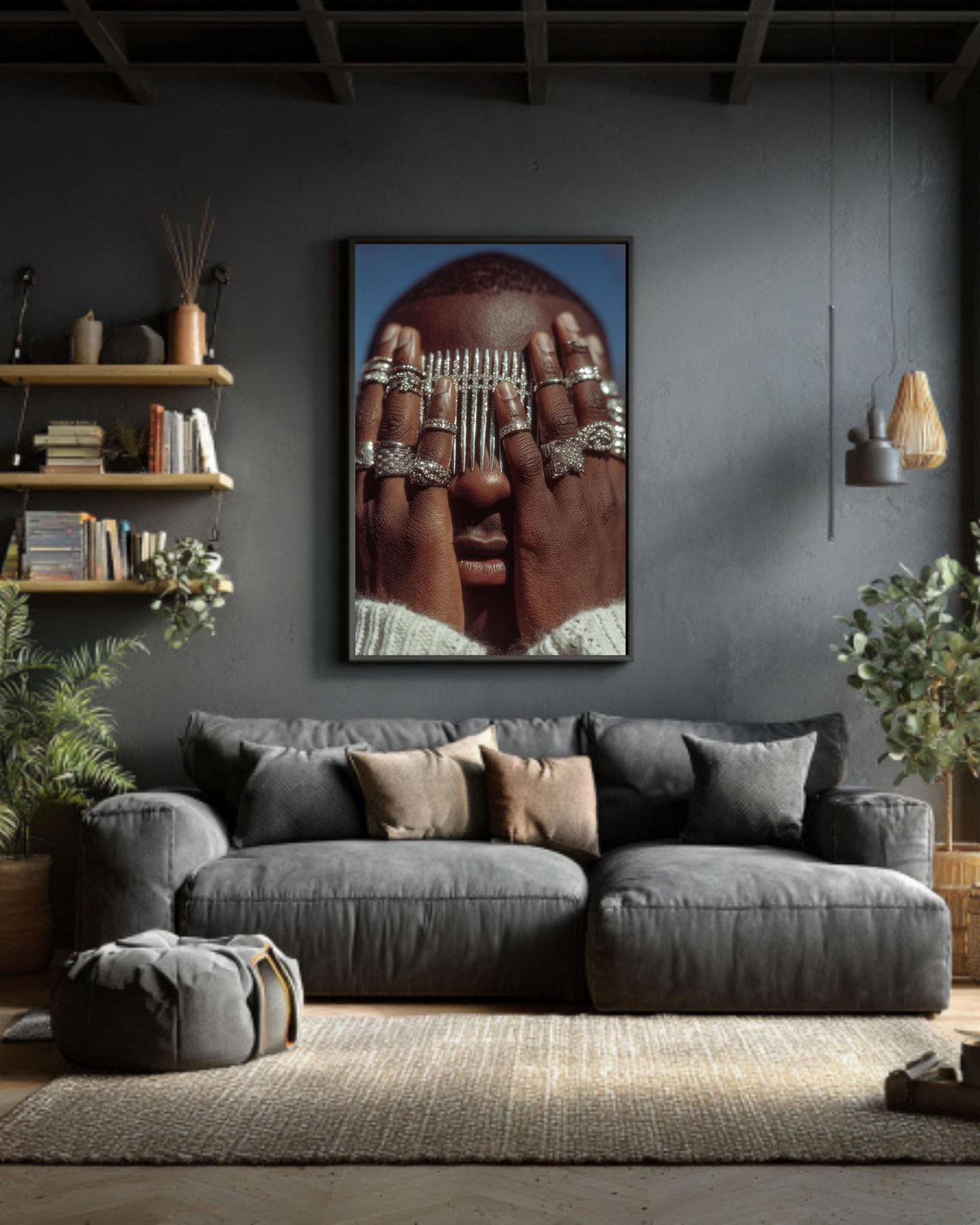 Diamond Rings Canvas Art: Chic Living Room Glamour Print