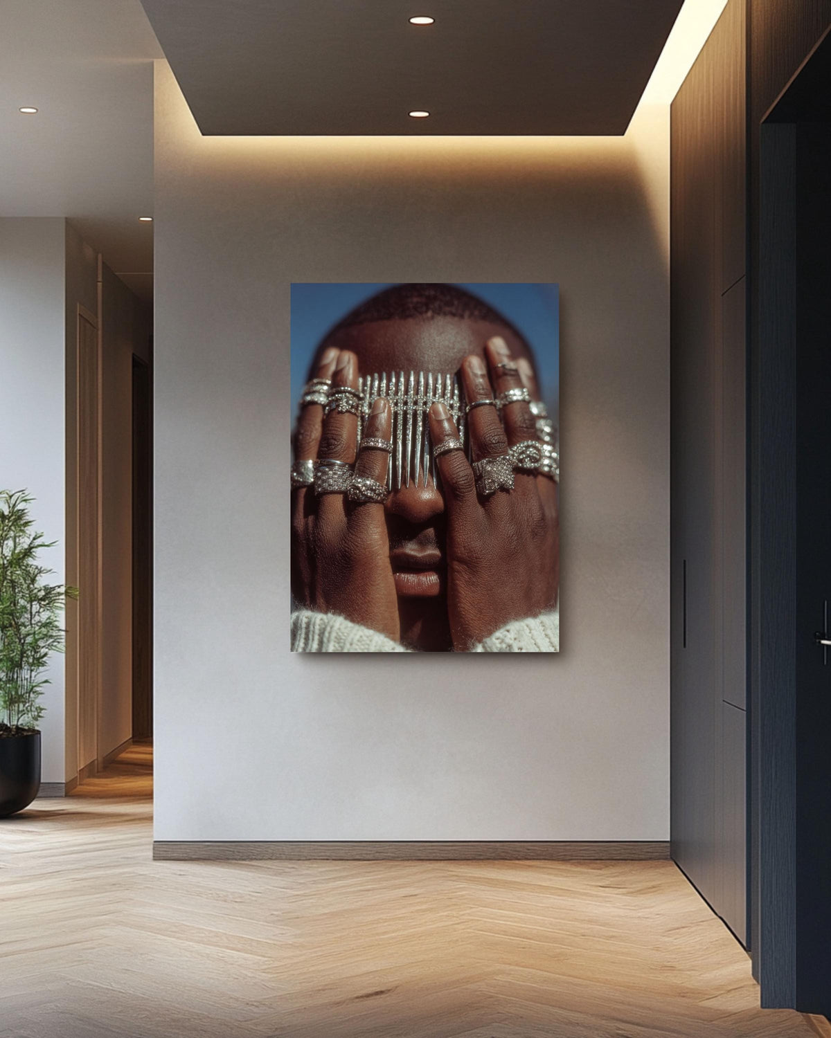 Diamond Rings Canvas Art: Chic Living Room Glamour Print