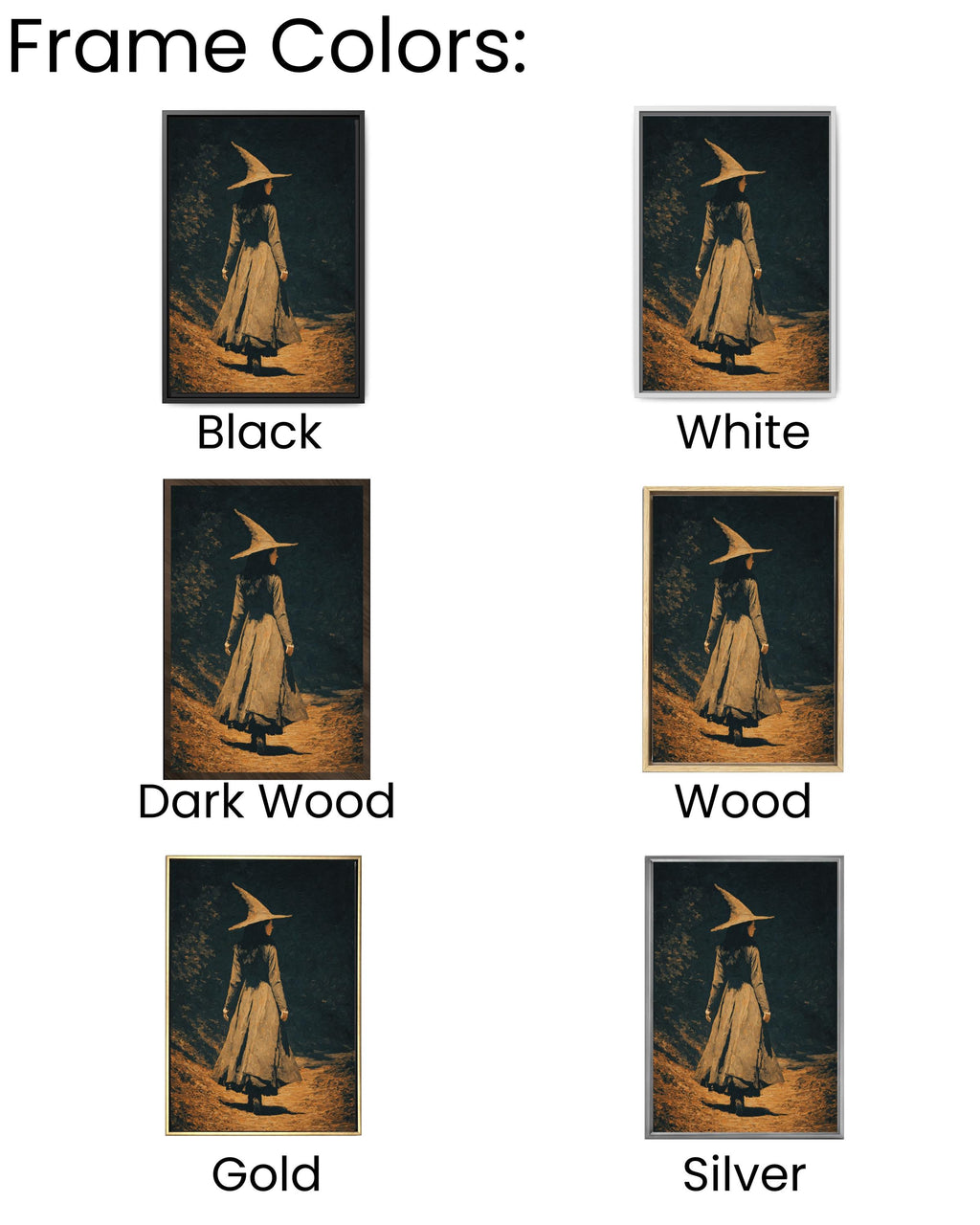 Moody Witch Canvas Art: Dark Academia Forest Painting