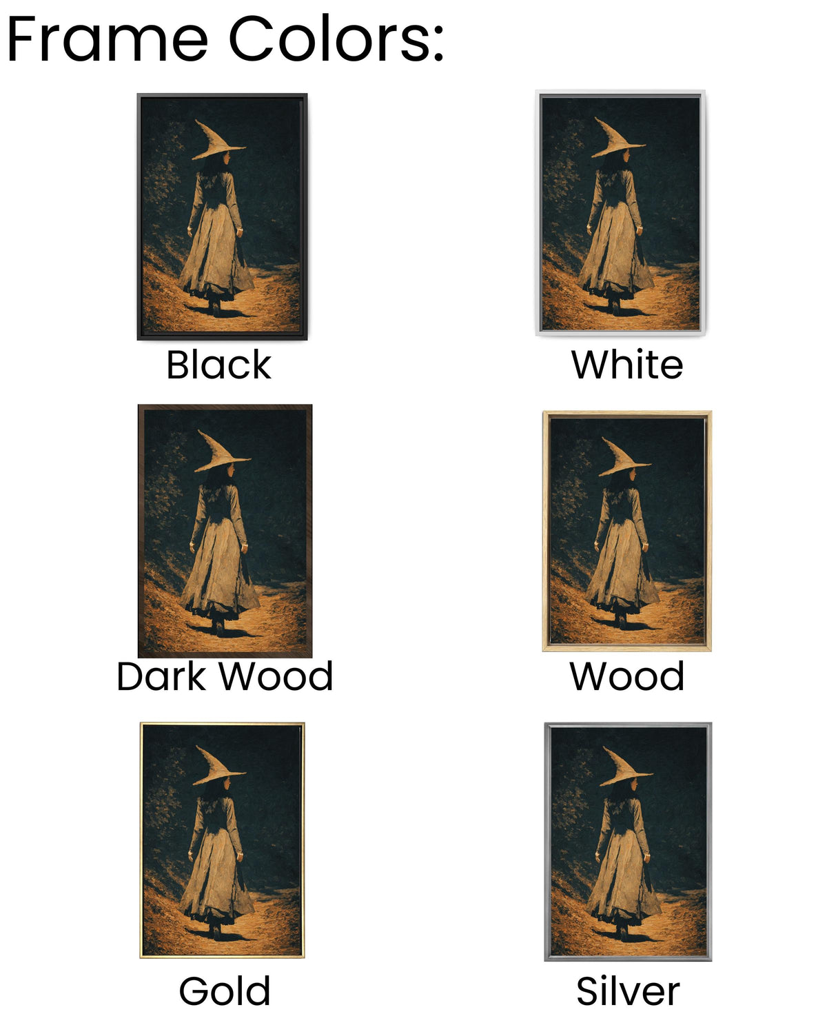 Moody Witch Canvas Art: Dark Academia Forest Painting