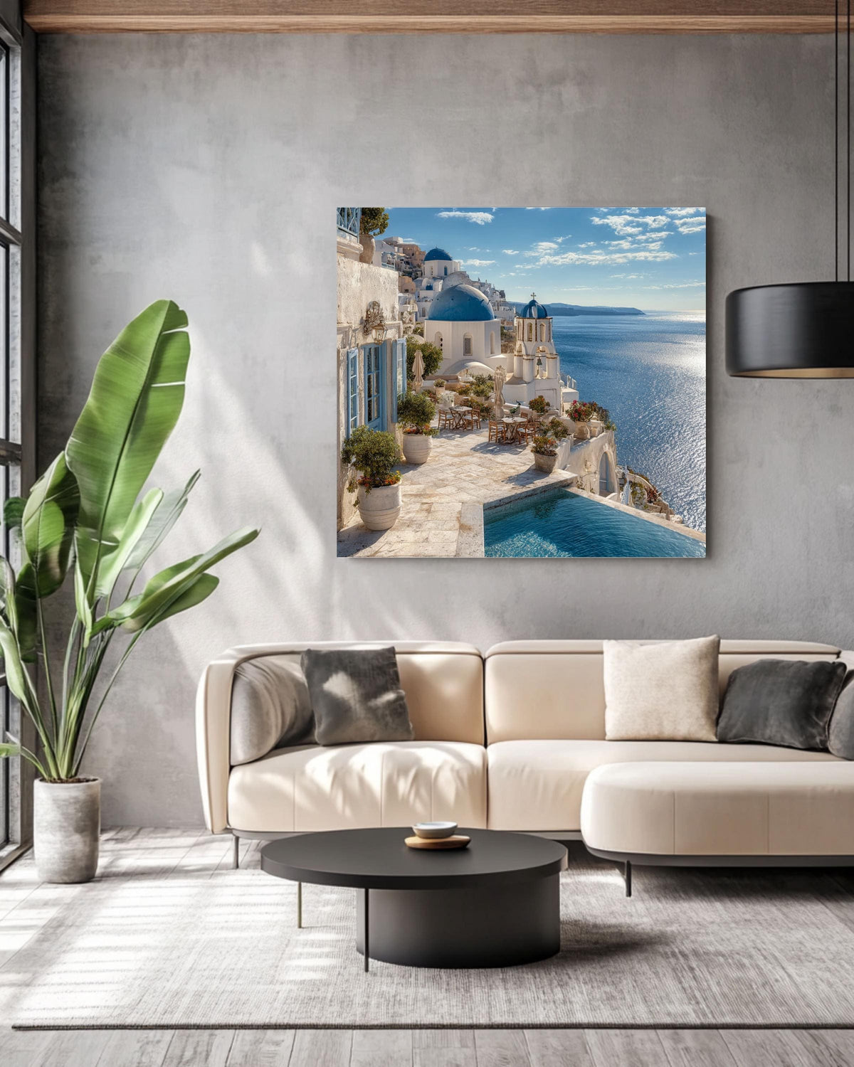 Santorini Canvas Print: White Church, Greece Travel Photography