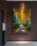 Klimt Style Autumn Forest Canvas Print: Golden Yellow Tree Art