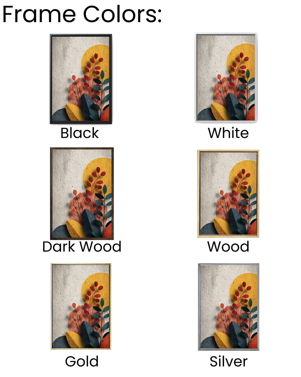 Geometric Plants Canvas: Mid-Century Modern Abstract Wall Art
