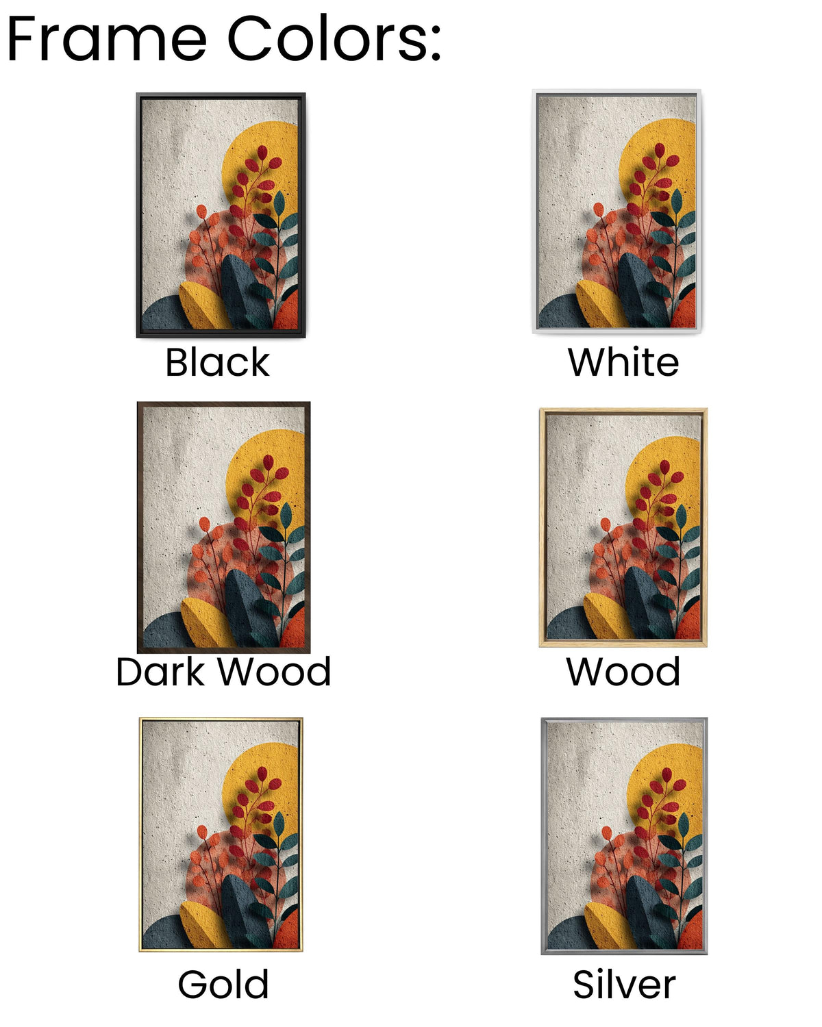 Geometric Plants Canvas: Mid-Century Modern Abstract Wall Art