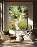 Aerial View Golf Course Oil Painting, Large Impressionist Golf Art Print, Green Landscape Canvas, Sports Decor for Office