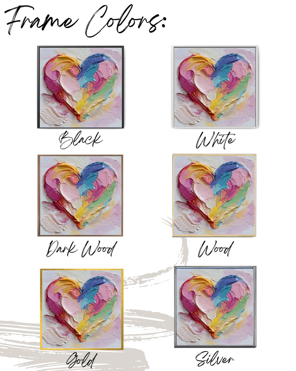Colorful Heart Canvas Wall Art, Abstract Impasto Textured Decor