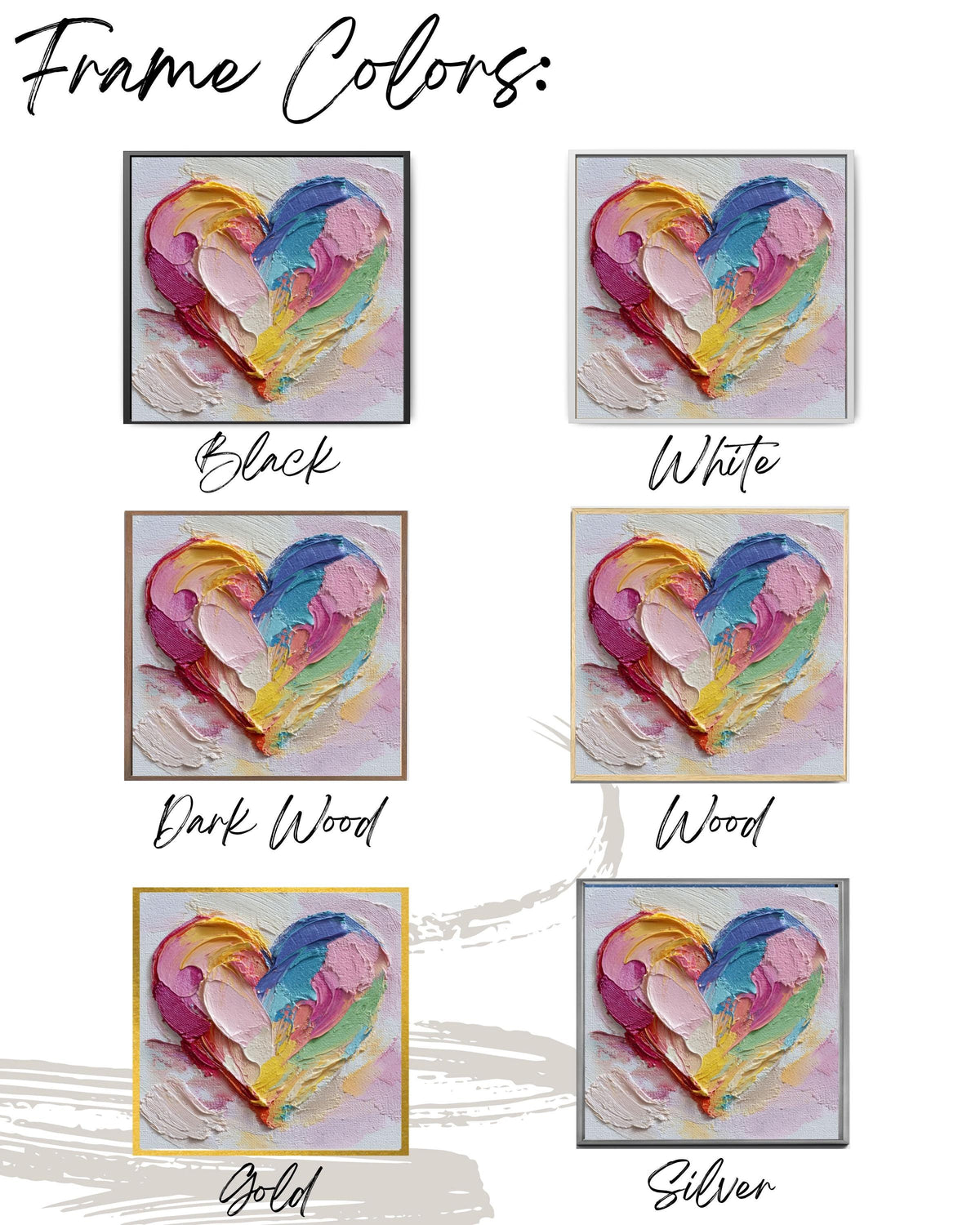 Colorful Heart Canvas Wall Art, Abstract Impasto Textured Decor