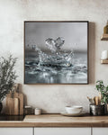 Water Heart Splash Canvas Print, Minimalist Bathroom Wall Art