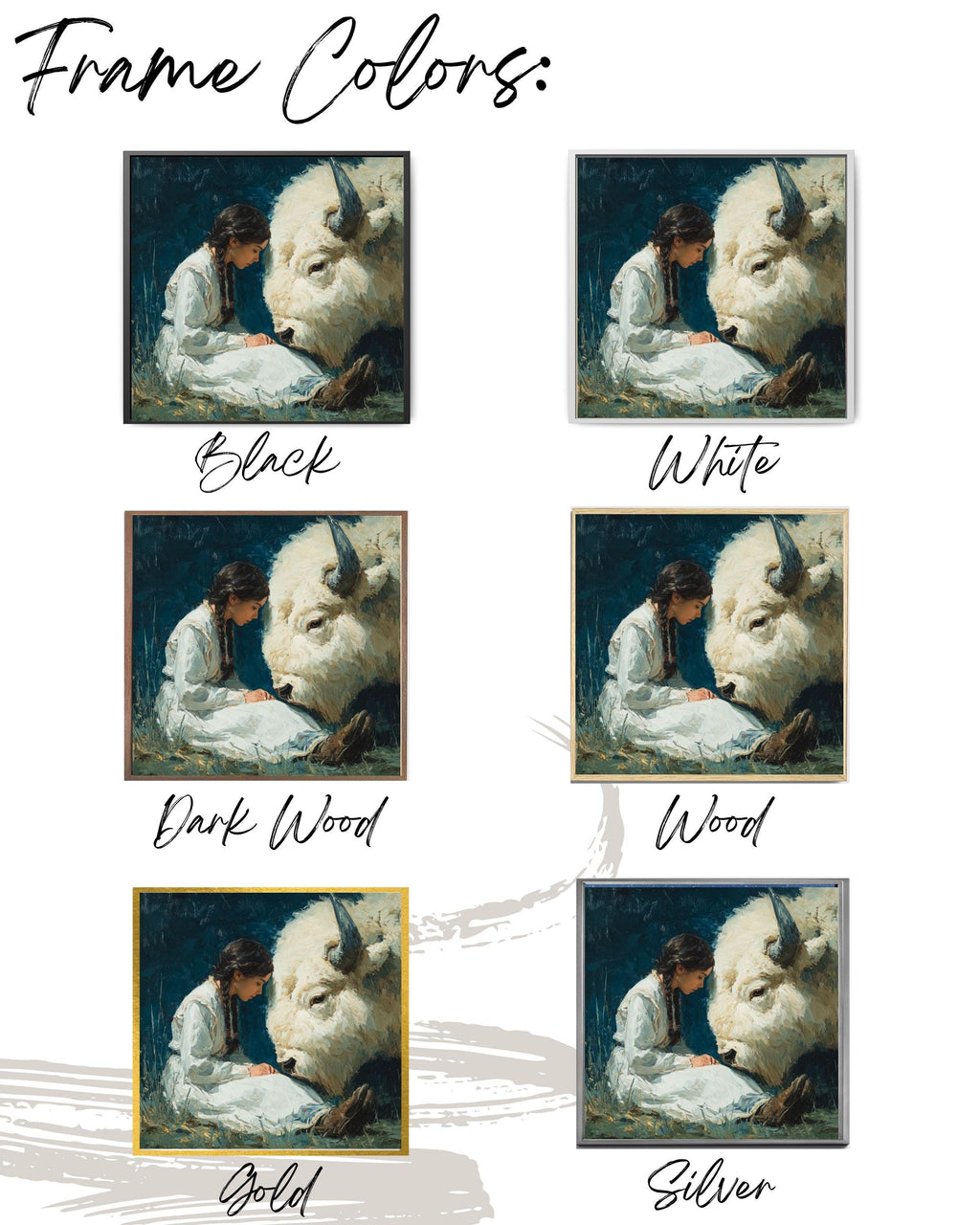 Native American Woman White Buffalo Canvas Art, Spiritual Wall Decor