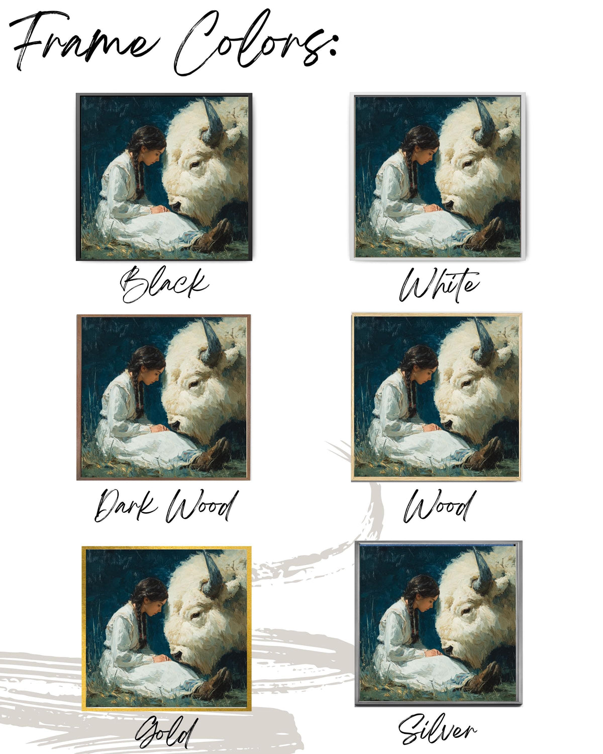 Native American Woman White Buffalo Canvas Art, Spiritual Wall Decor