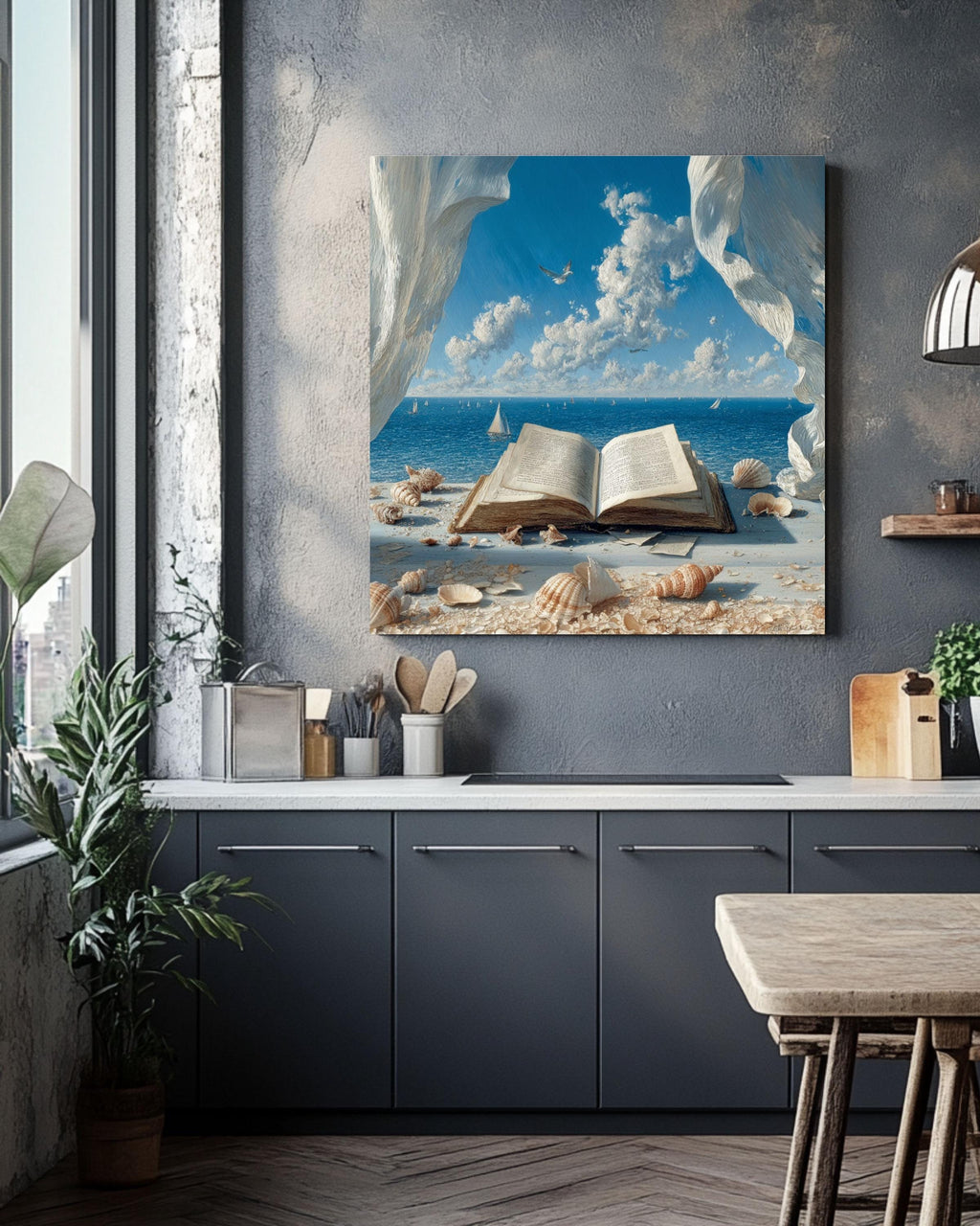 Open Book Ocean View Canvas Print: Coastal Seascape Wall Art