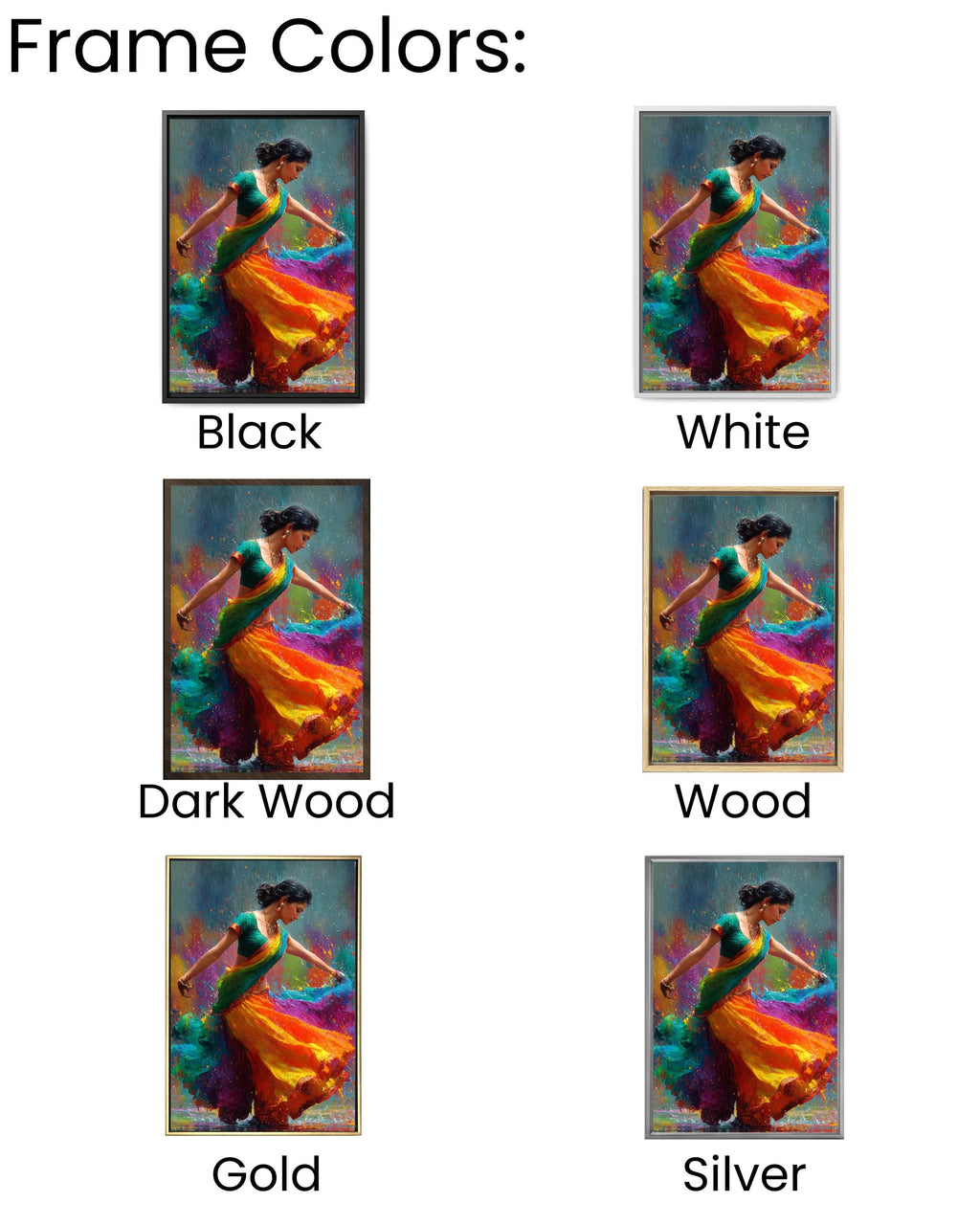 Bollywood Dancer Canvas Print: Vibrant Holi Colors, Indian Art