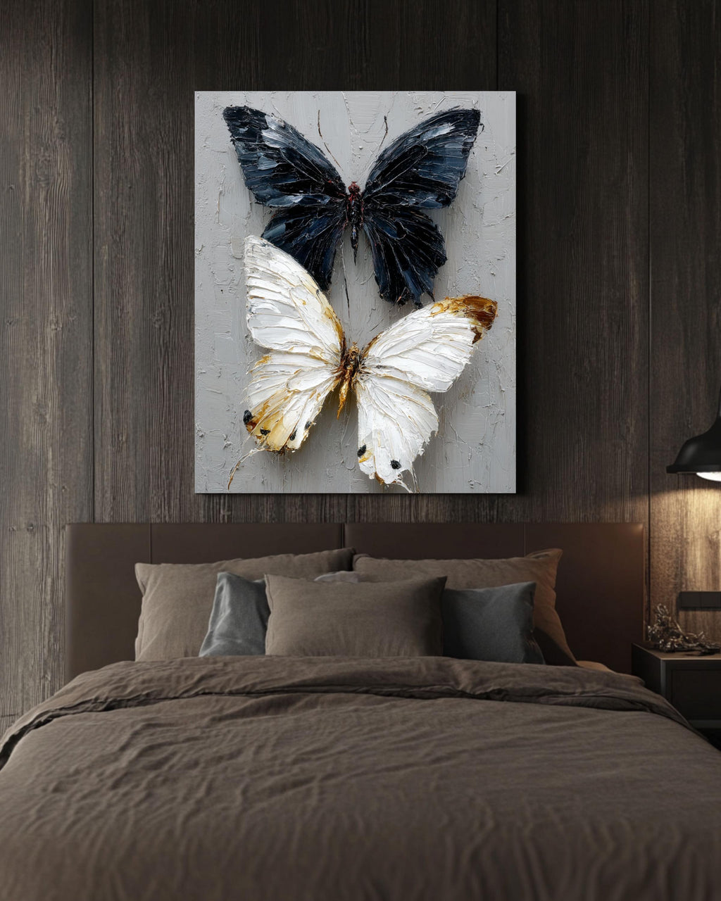 Impasto Butterfly Art: Yin Yang Textured Canvas Print
