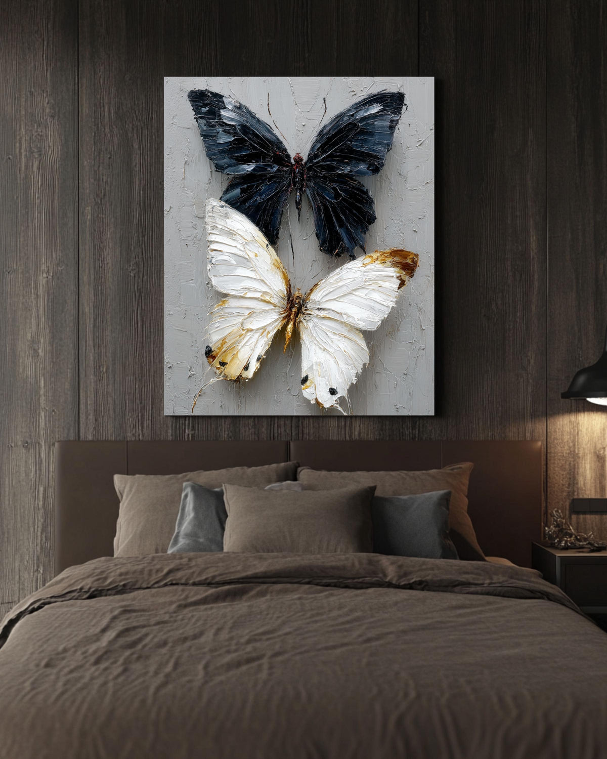 Impasto Butterfly Art: Yin Yang Textured Canvas Print
