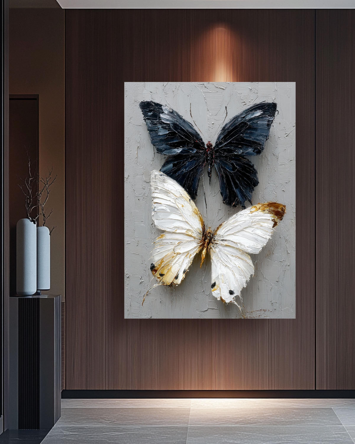 Impasto Butterfly Art: Yin Yang Textured Canvas Print