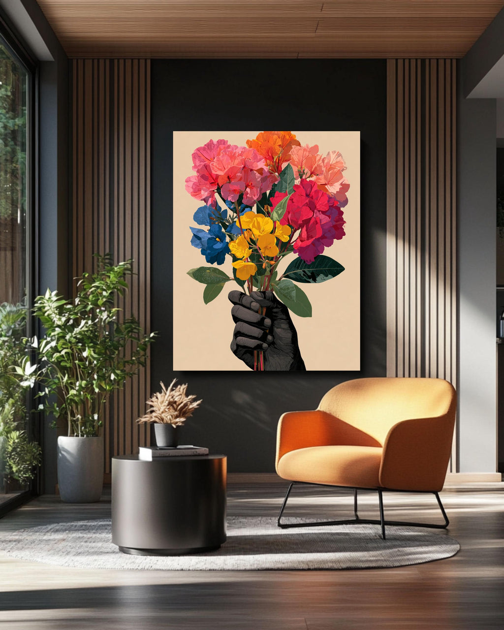 Floral Bouquet Canvas Art: Modern Abstract Flowers Print