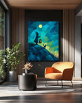 Funny Wizard Cat Canvas Art: Whimsical Fantasy Painting