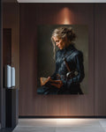 Female Warrior Canvas Art: Dark Academia Medieval Portrait
