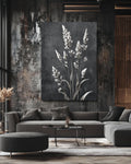 Black and White Tall Grass Canvas Print: Minimalist Floral Wall Art