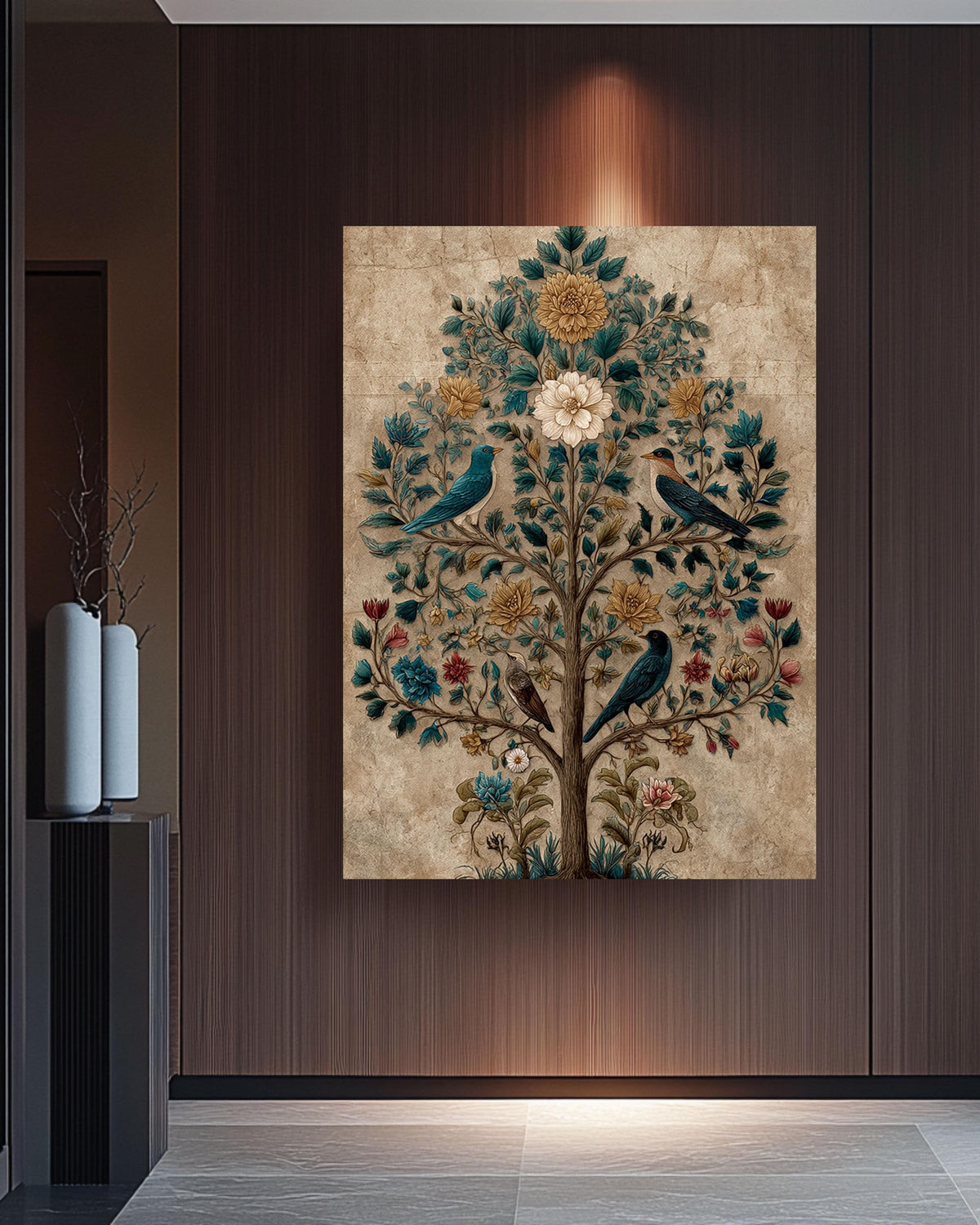 Tree of Life Canvas Print: Bohemian Bird & Flower Art
