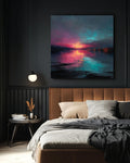 Abstract Teal and Pink Canvas Art: Modern Textured Painting