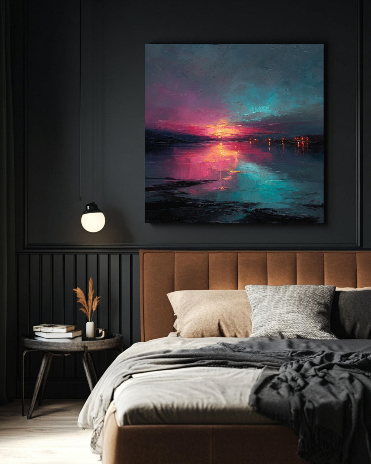 Abstract Teal and Pink Canvas Art: Modern Textured Painting