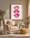 Pink Kisses Wall Art Print, Coquette Bedroom Decor