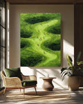 Green Golf Course Canvas Art: Textured Landscape Painting
