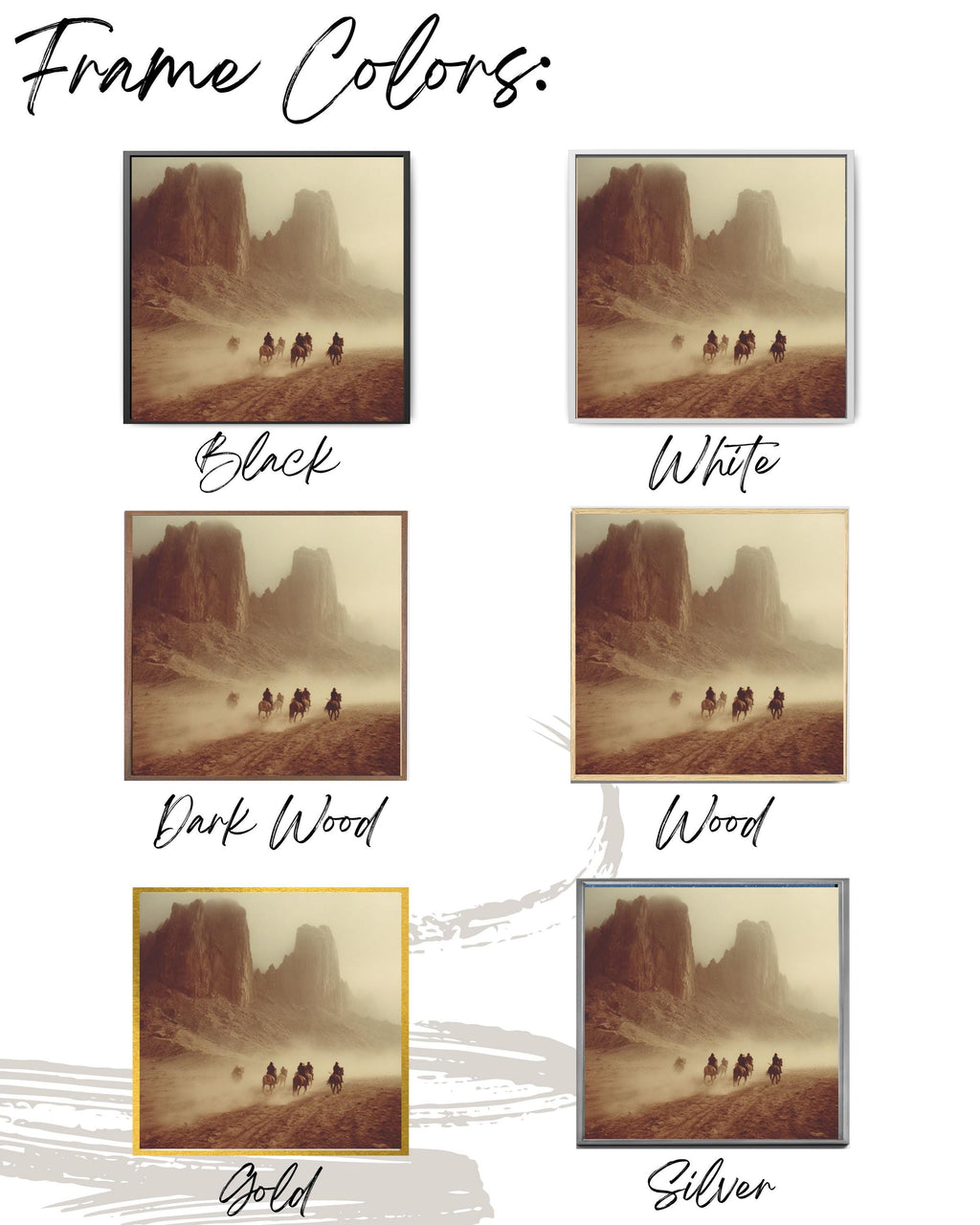 Vintage Western Desert Landscape Canvas, Horse Riders in Dust, Retro Movie Poster Style, Southwest Wall Art Print