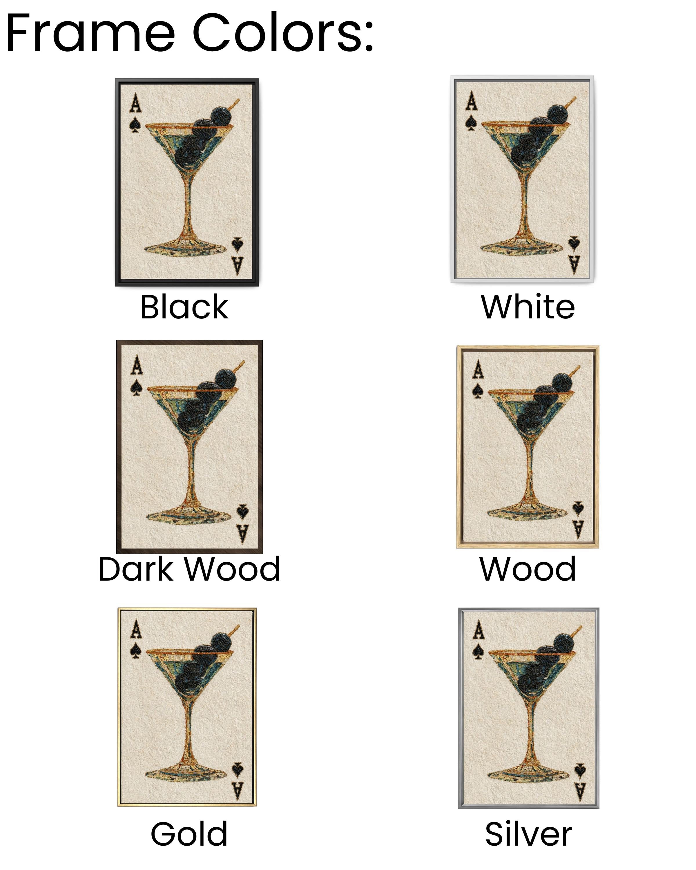 Martini Ace of Spades Mosaic Canvas, Playing Card Wall Art, Game Room Casino Decor, Unique Cocktail Print