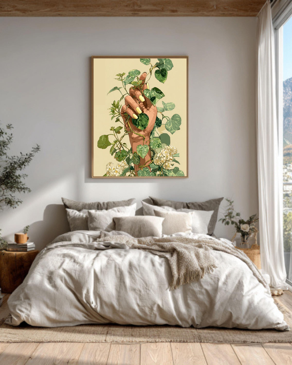 Green Vine Hand Art Print, Modern Botanical Illustration