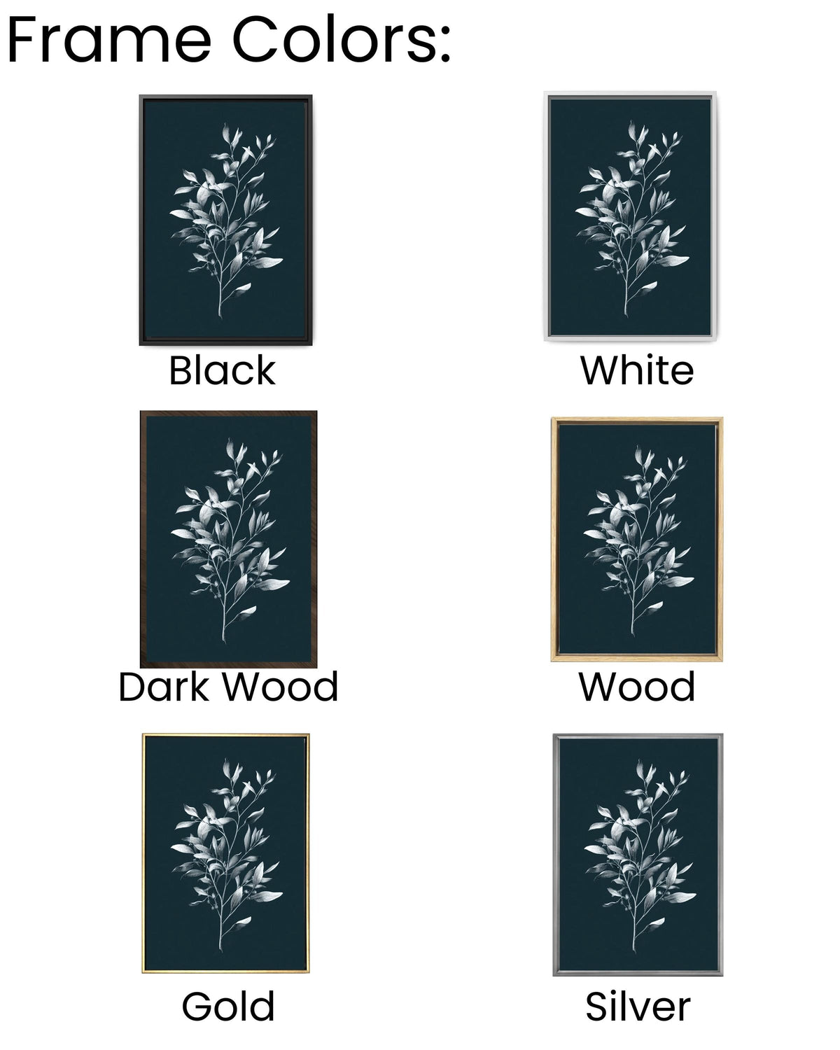 Minimalist Olive Branch Botanical Print, Monochrome Navy Wall Art, Elegant Modern Farmhouse Canvas Decor