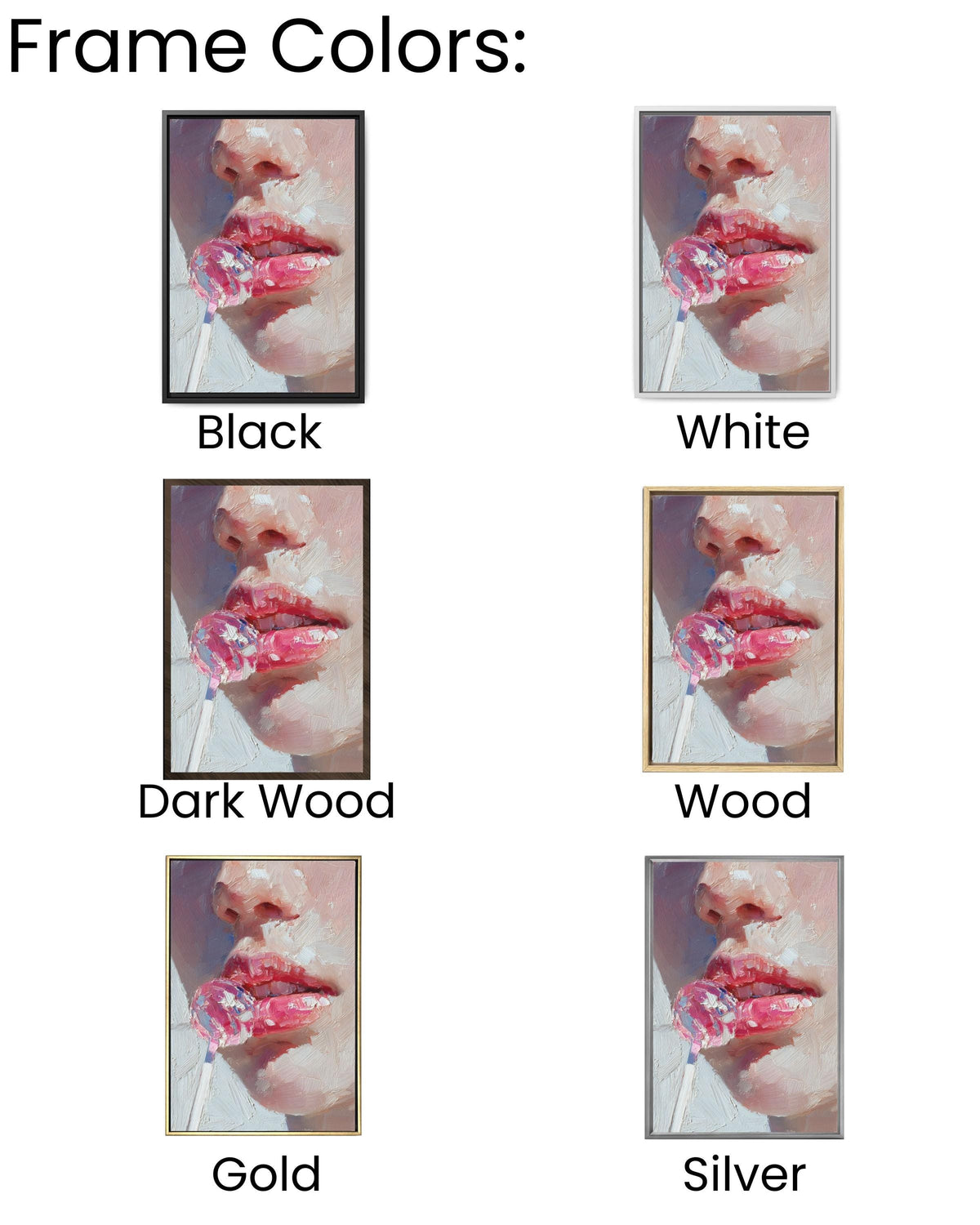 Impasto Pink Lips Lollipop Canvas Art: Modern Pop Painting