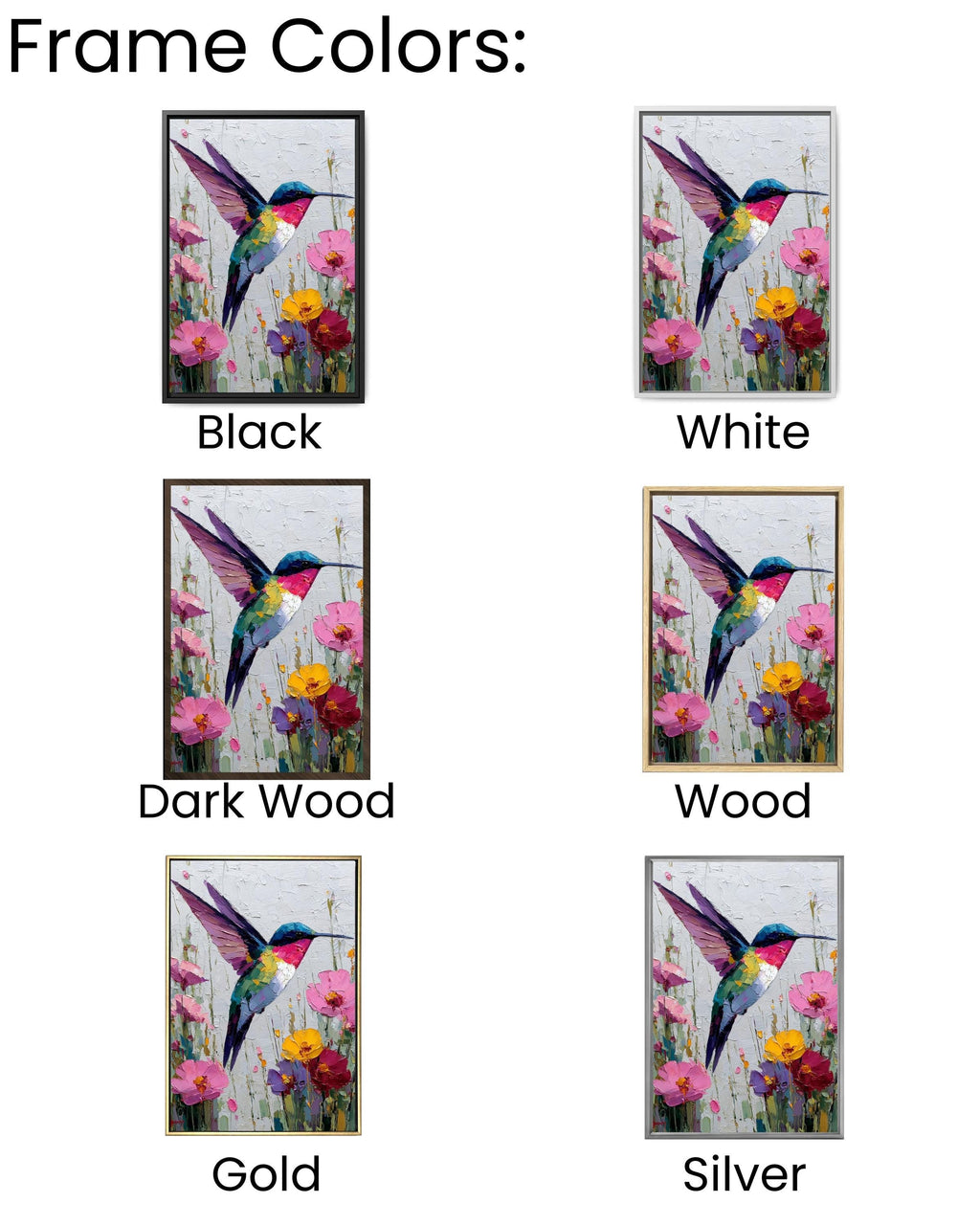 Palette Knife Hummingbird Canvas Print: Textured Floral Oil Painting
