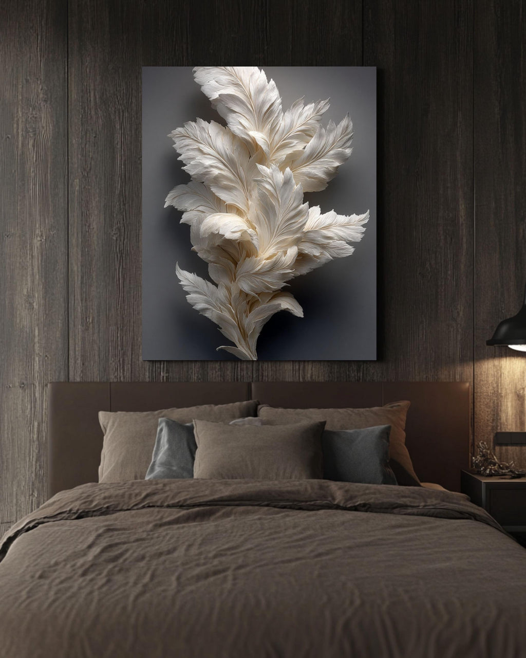 White Paper Feather Sculpture Canvas Print | Minimalist Wall Art