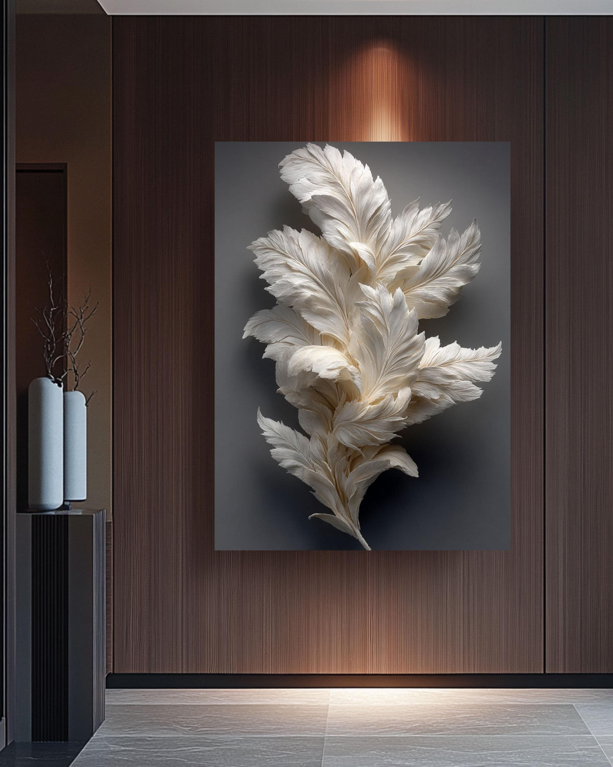 Feather Sculpture Canvas Art, Modern Minimalist Wall Decor