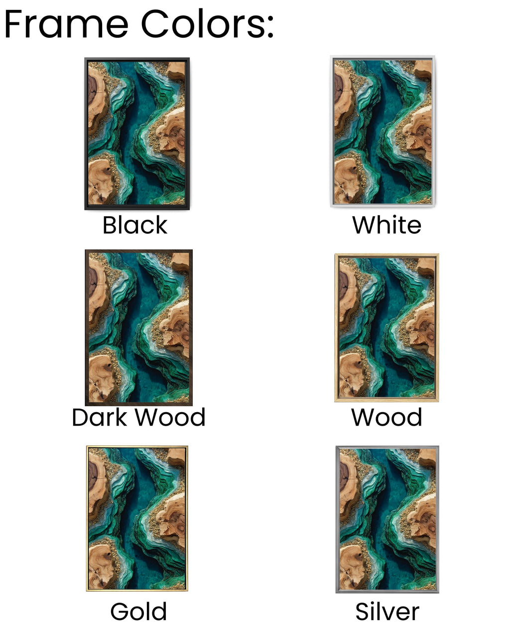 Emerald Resin River Wood Inspired Art Print: Abstract Geode Canvas Print Wall Decor