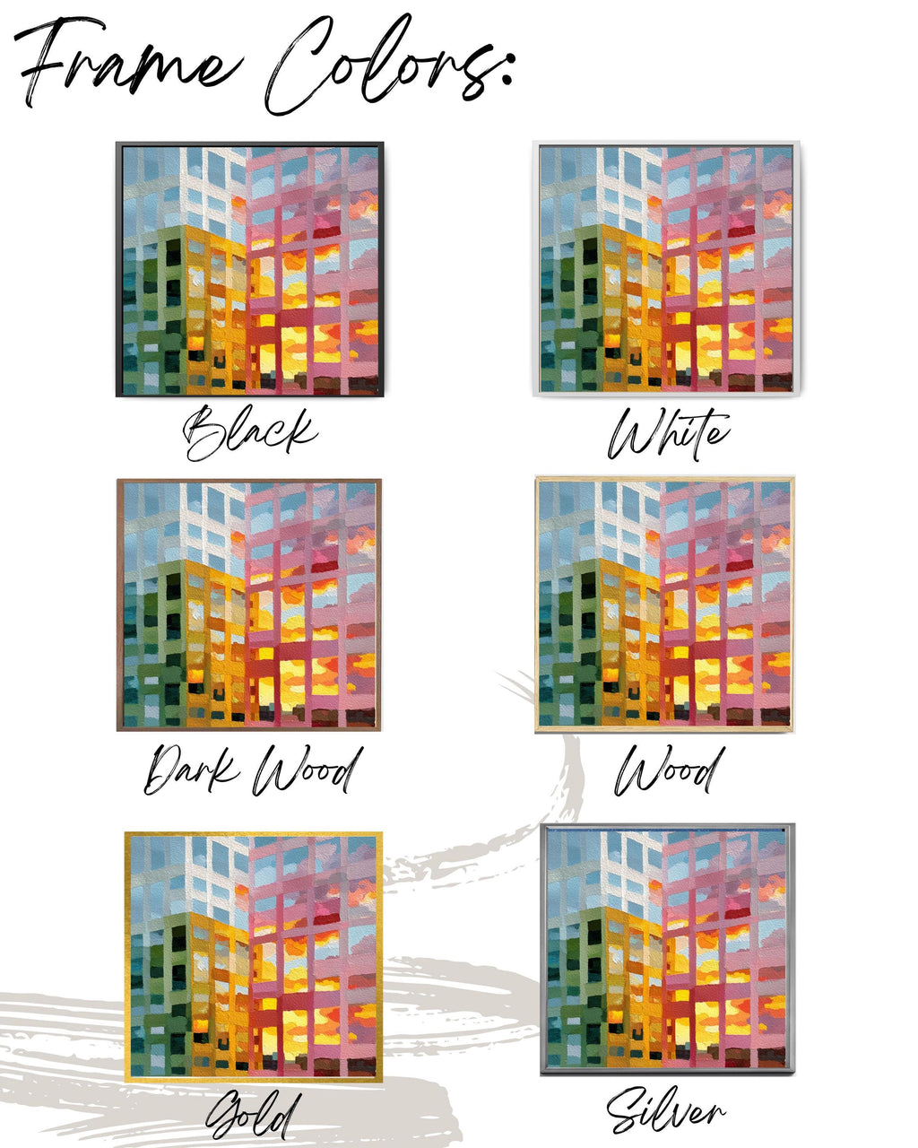 Abstract Cityscape Painting Canvas, Colorful Building Reflection Art, Modern Grid Architecture Print, Sunset Urban Wall Decor