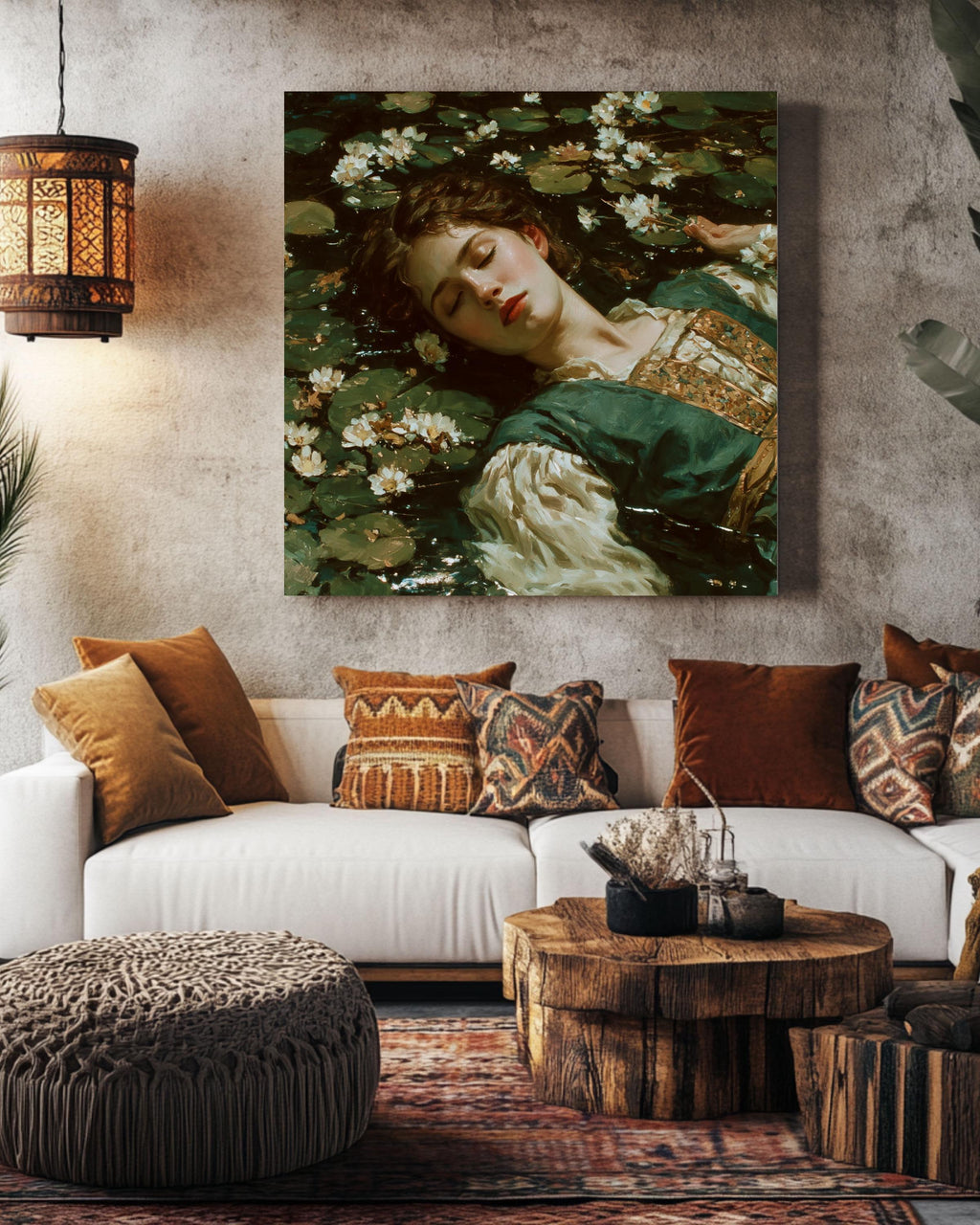 Ophelia Canvas Print, John William Waterhouse Style, Pre-Raphaelite Art