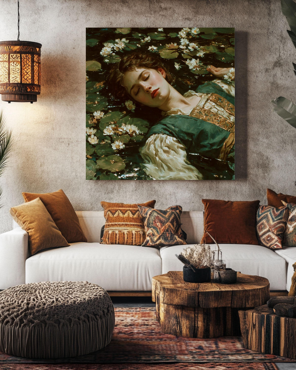 Ophelia Canvas Print, John William Waterhouse Style, Pre-Raphaelite Art