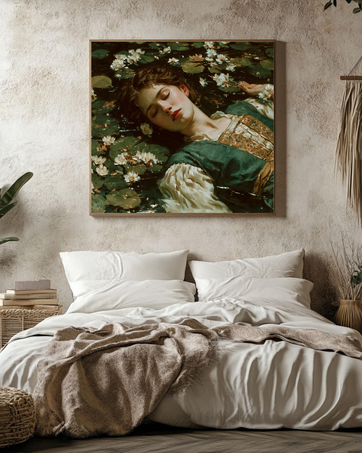 Ophelia Canvas Print, John William Waterhouse Style, Pre-Raphaelite Art