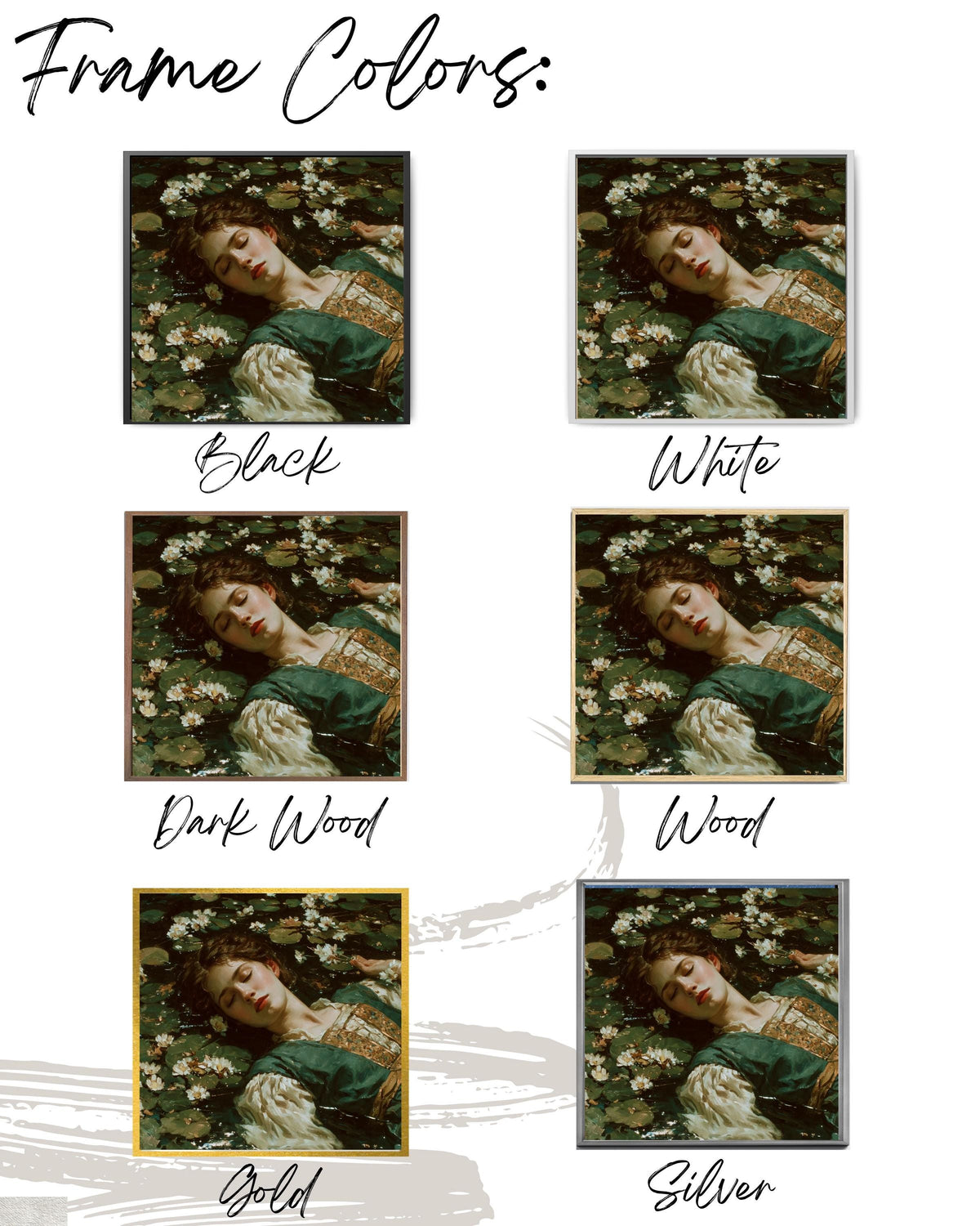 Ophelia Canvas Print, John William Waterhouse Style, Pre-Raphaelite Art